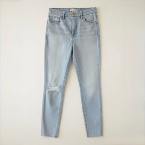 Good American Good Waist Skinny Crop Jeans Light Wash Distressed Womens Size 0